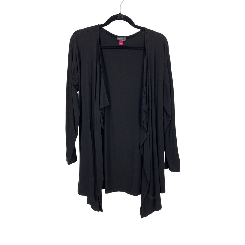 Vince Camuto Cardigan Womens Large Black Waterfall Jersey Knit Mid Length